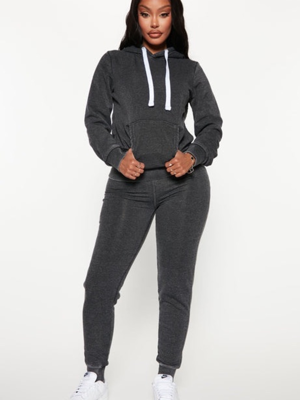Fashion Nova Charcoal Gray Hoodie & Jogger Set